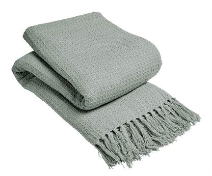 Lisbon Pure Indian Cotton Handwoven Honeycomb Throw Blanket Luxurious Soft Lightweight Easycare Cover for Sofa Bed or Living Room Available in 10 Colours and Sizes by OLIVIA ROCCO