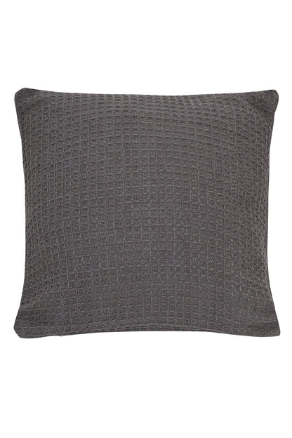 Lisbon Pure Indian Cotton Handwoven Honeycomb Vibrant Cushion Covers for Indoor Outdoor Use in Grey Ochre Navy Teal Silver Pink 17x17 and 24x24 Inches by OLIVIA ROCCO