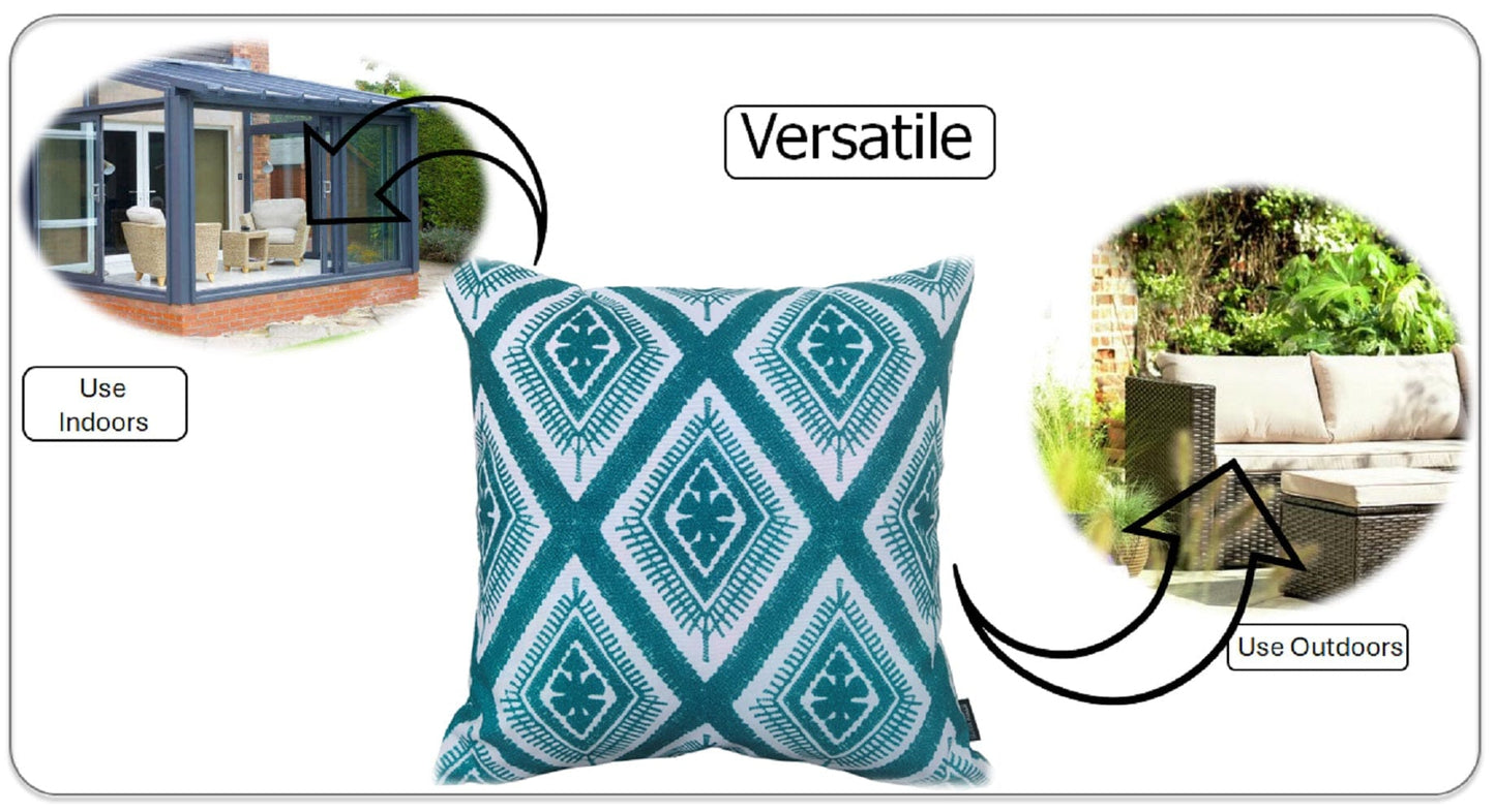 Meze Teal Waterproof Outdoor Cushions for Patio Garden Bench Sofa Living Room or Bedroom High-Quality Hollow-Fibre Filled Polyester by OLIVIA ROCCO
