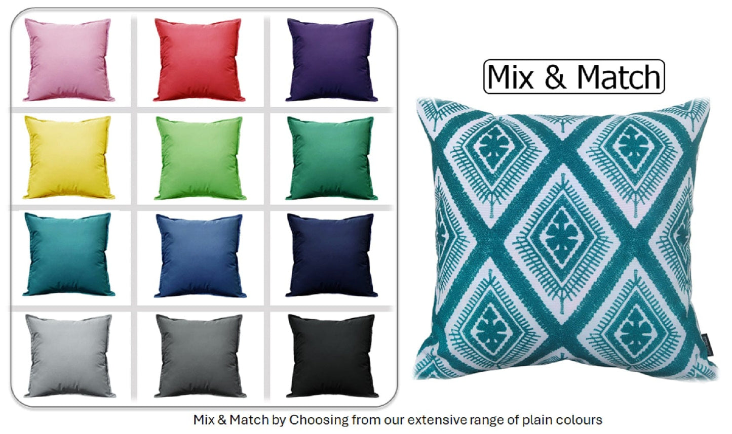 Meze Teal Waterproof Outdoor Cushions for Patio Garden Bench Sofa Living Room or Bedroom High-Quality Hollow-Fibre Filled Polyester by OLIVIA ROCCO