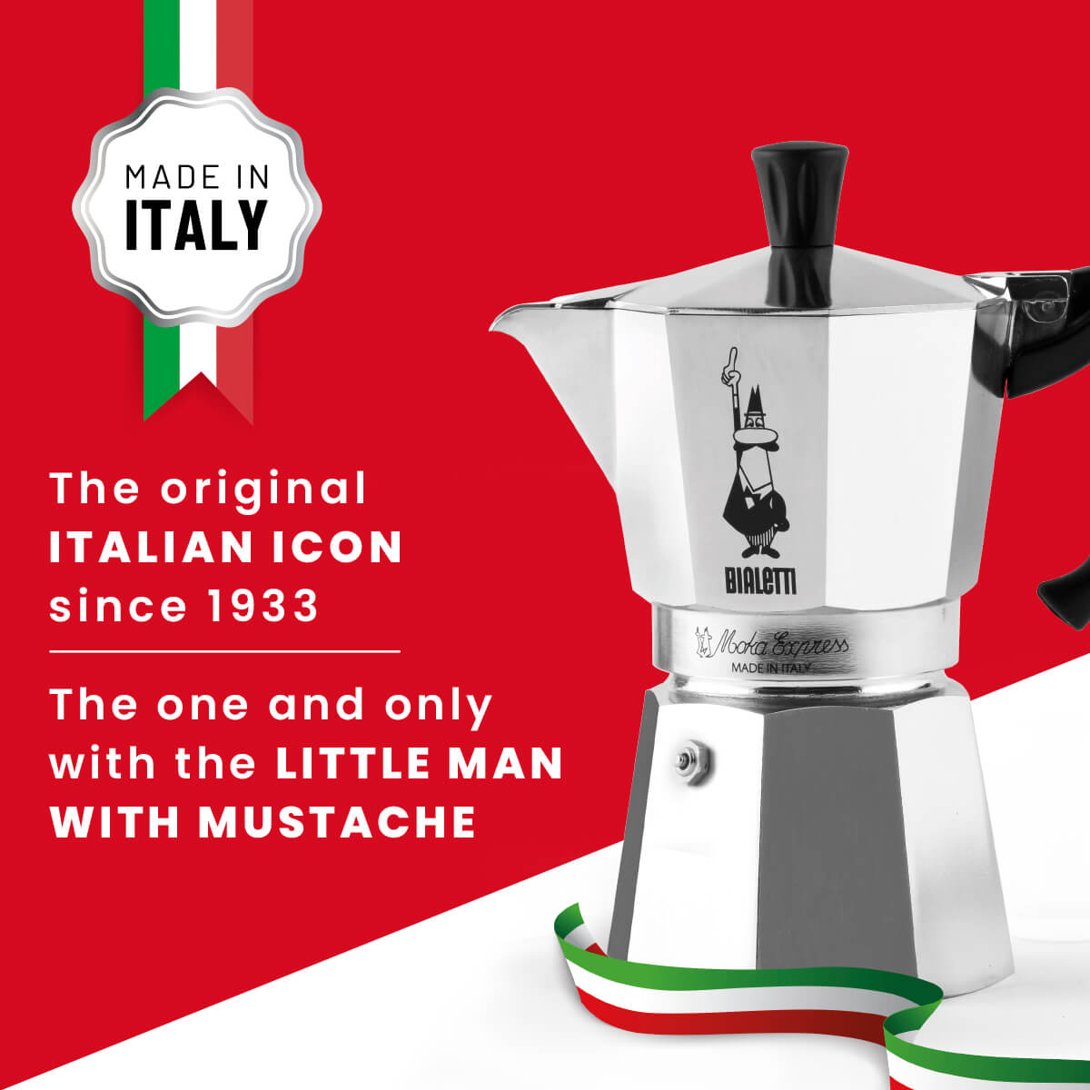 Bialetti Moka Express espresso maker, luxury Italian coffee brewing at home