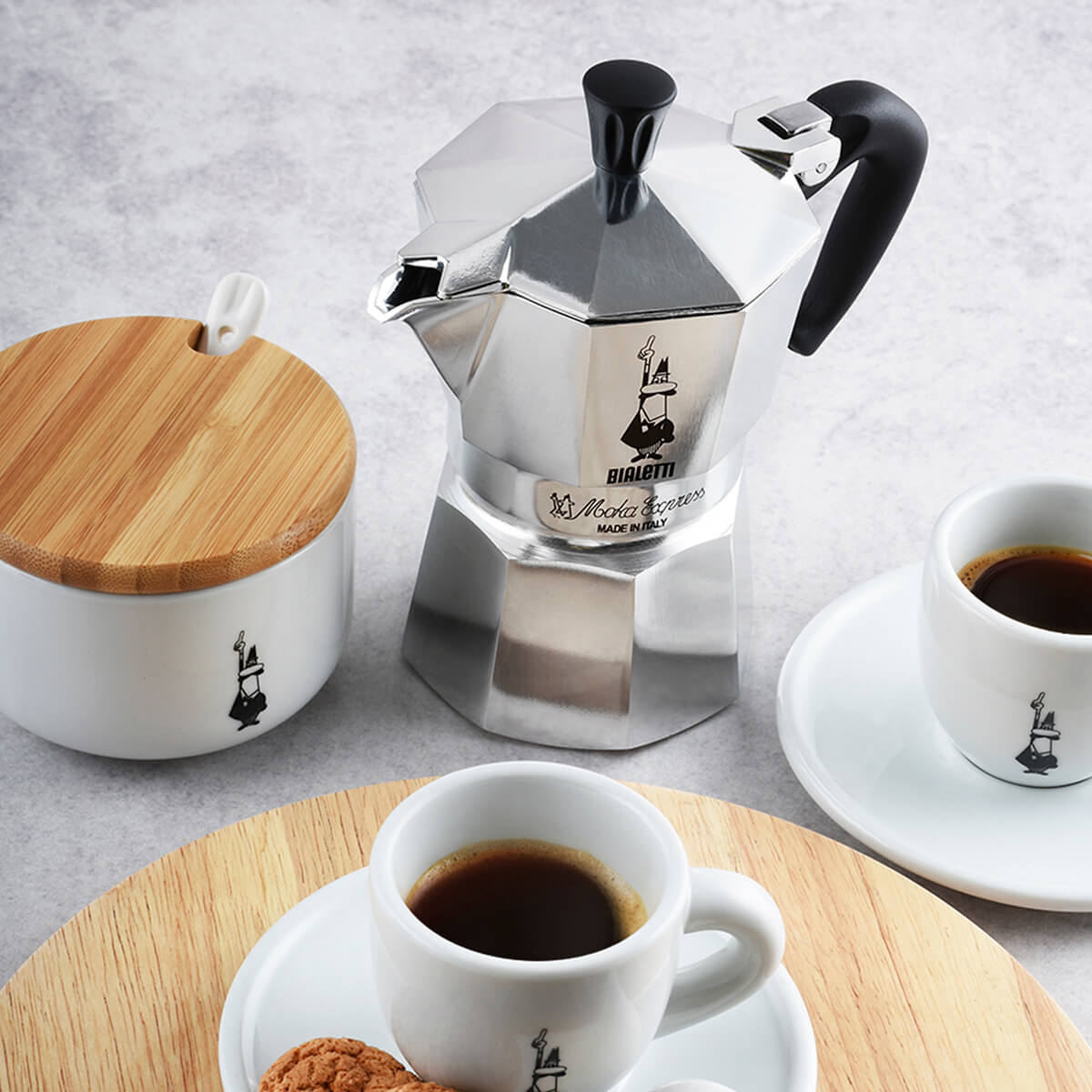 Bialetti Moka Express espresso maker, luxury Italian coffee brewing at home