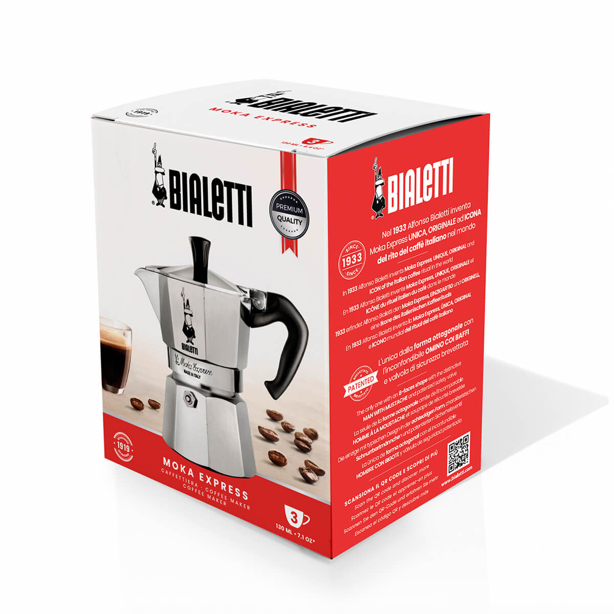 Bialetti Moka Express espresso maker, luxury Italian coffee brewing at home