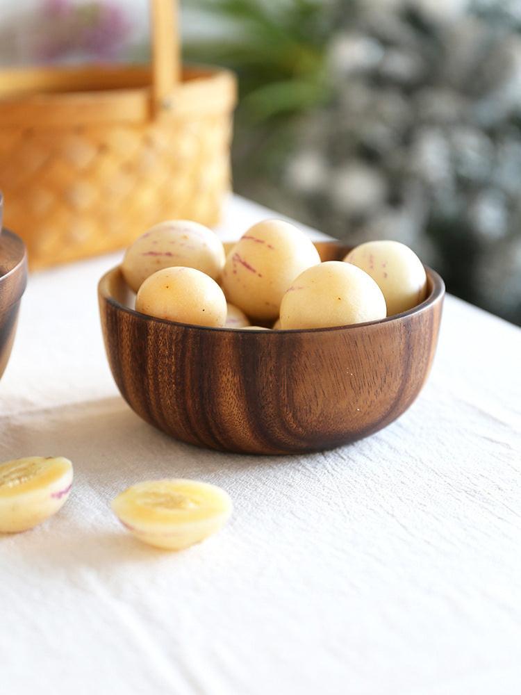 Handmade natural wooden bowl with Japanese style design