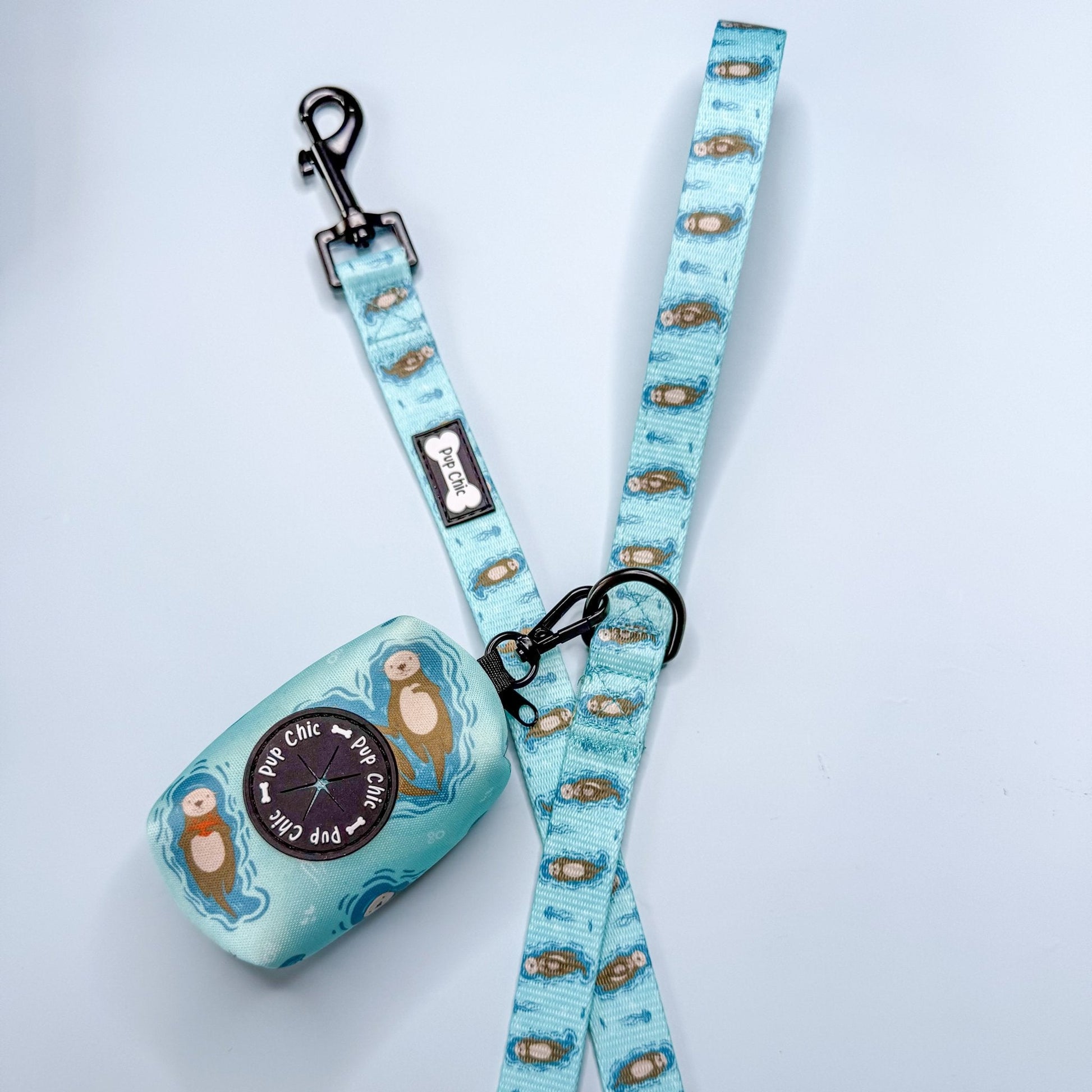 Otterly Lovely 5ft aqua dog lead with sea otter print, padded handle and D‑ring for walking essentials