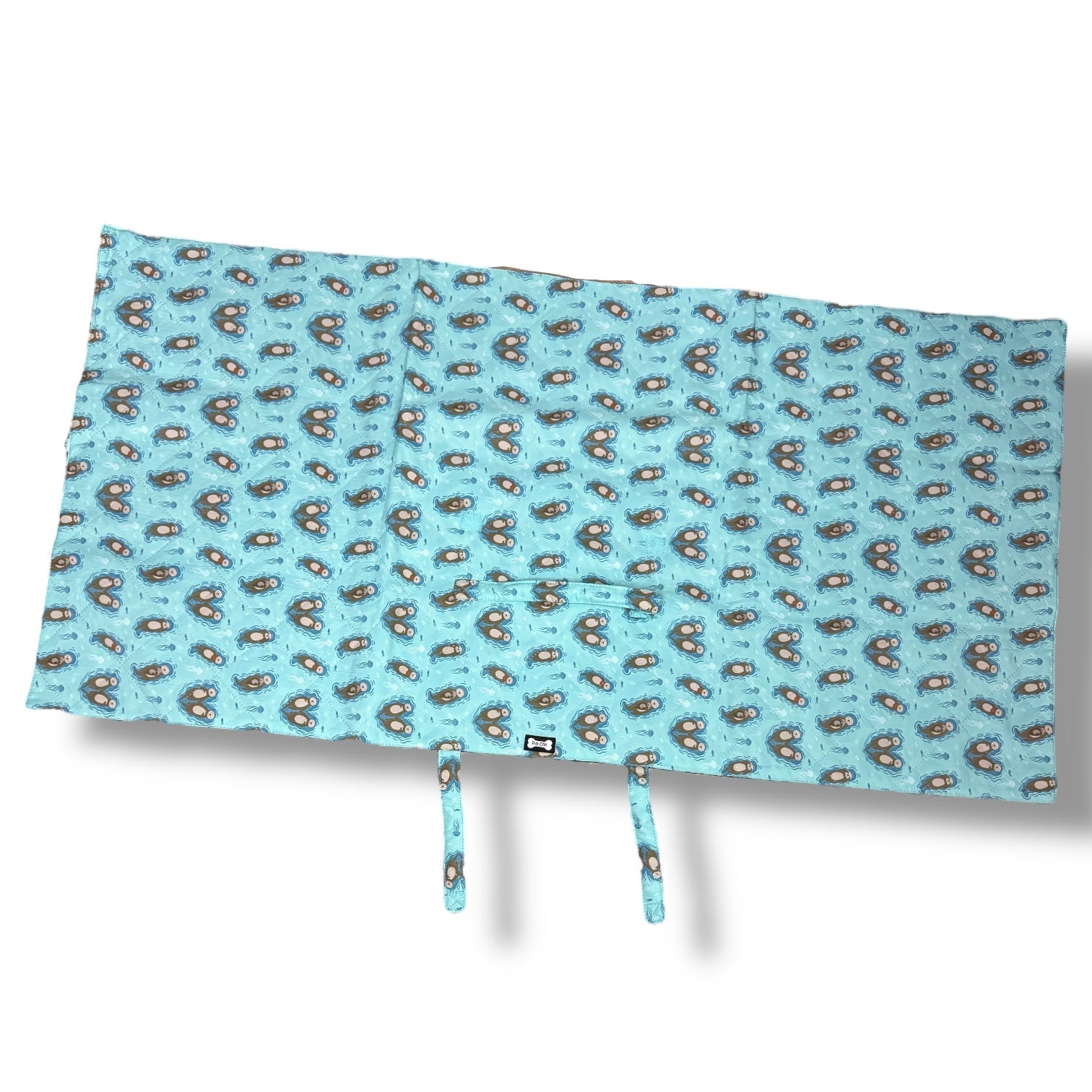 Otterly Lovely waterproof dog settle mat in aqua with otter print, 50×100cm portable travel mat