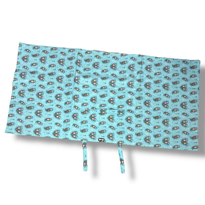 Otterly Lovely waterproof dog settle mat in aqua with otter print, 50×100cm portable travel mat