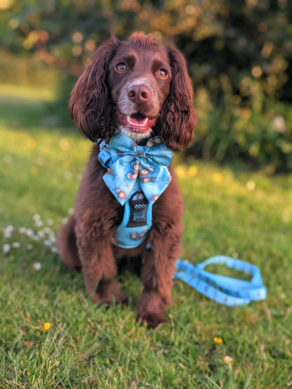 Otterly Lovely aqua tactical dog harness with sea otter print, no‑pull design and top handle
