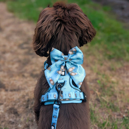 Otterly Lovely teal sailor bow with sea otter print, Velcro fastening, available in two sizes