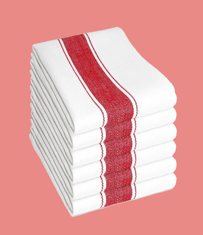 Pack of 6 Herringbone 100% Cotton High Absorbency Tea Towels Durable Luxurious Kitchen Dish Cloths 50 x 75 cm by OLIVIA ROCCO