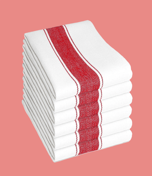 Pack of 6 Herringbone 100% Cotton High Absorbency Tea Towels Durable Luxurious Kitchen Dish Cloths 50 x 75 cm by OLIVIA ROCCO