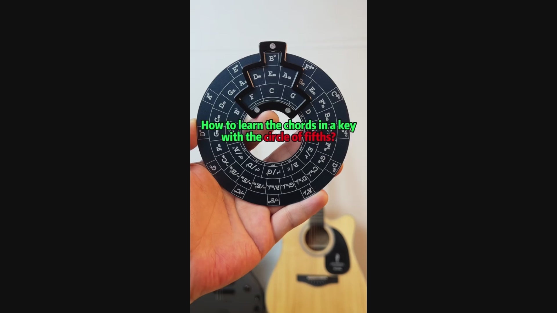 Circle of Fifths Guitar Chord Wheel.  The perfect gift for guitarists! Master chord progressions & music theory effortlessly . Order today!.