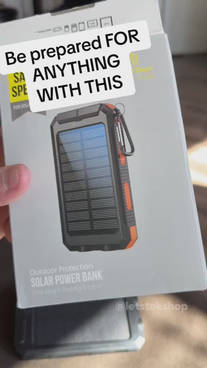 30,000mAh Solar Power Bank – Waterproof, Fast-Charging External Battery with SOS Light for iPhone, Samsung, Xiaomi & More