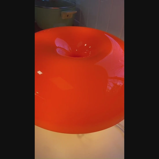 Mushroom Table Lamp - Modern Danish Design for Your Bedroom or Living Space - Eye-Catching Orange Accent Lighting.