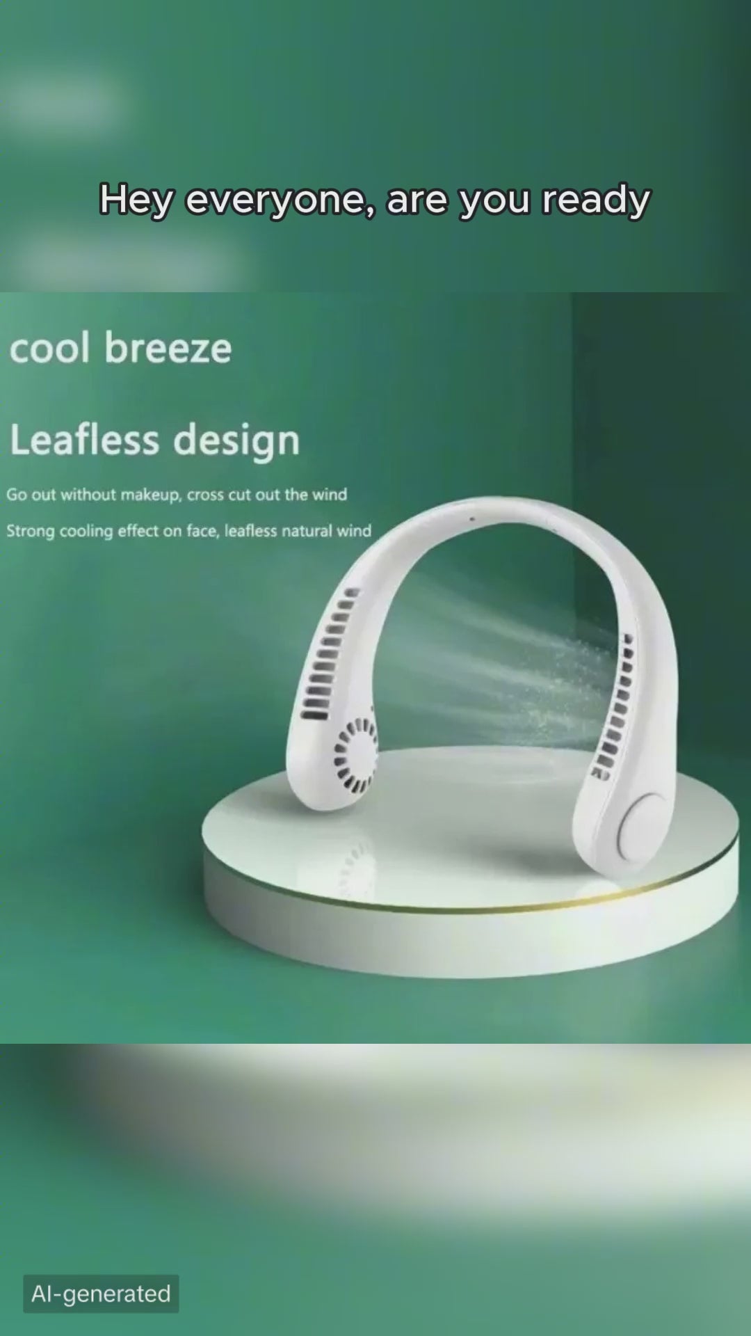 2025  Neck-Mounted Bladeless Fan - Portable Rechargeable Air Cooler with 3 Speed Settings for Outdoor Sports.