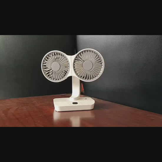 Premium Dual-Head Desktop Fan – Ultimate Cooling with Smart Rotation.