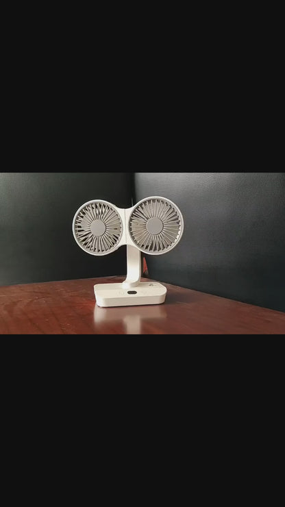 Premium Dual-Head Desktop Fan – Ultimate Cooling with Smart Rotation.