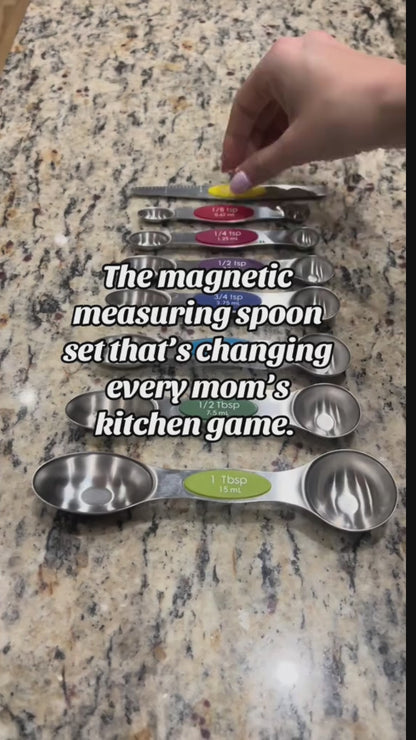 Ultimate Premium Stainless Steel Measuring Spoons Set - 8 Double-Sided Magnetic Spoons & 1 Level for Accurate Dry Ingredient Measurement