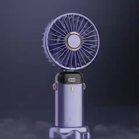 Portable USB Mini Fan with 5-Speed Airflow, LED Display & 7-Hour Battery Life! Stay Cool Anywhere Anytime.