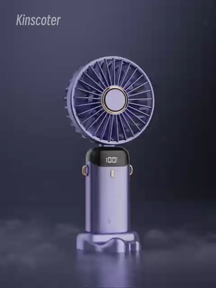 Portable USB Mini Fan with 5-Speed Airflow, LED Display & 7-Hour Battery Life! Stay Cool Anywhere Anytime.