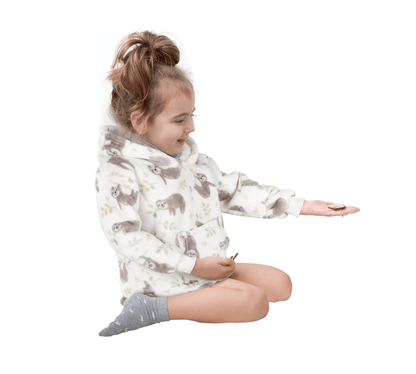 Kids Hoodie Safari & Sloth Blanket for Toddlers Ages 0-4 Unisex Warm Fluffy Wearable Sweatshirt with Pocket by Daisy Dreamer
