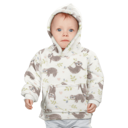Kids Hoodie Safari & Sloth Blanket for Toddlers Ages 0-4 Unisex Warm Fluffy Wearable Sweatshirt with Pocket by Daisy Dreamer