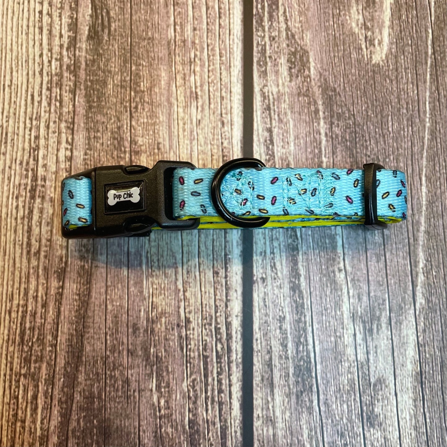 Fun design dog collars in multiple sizes, XS puppy collar starts at 20cm, colourful styles to match harness & socks