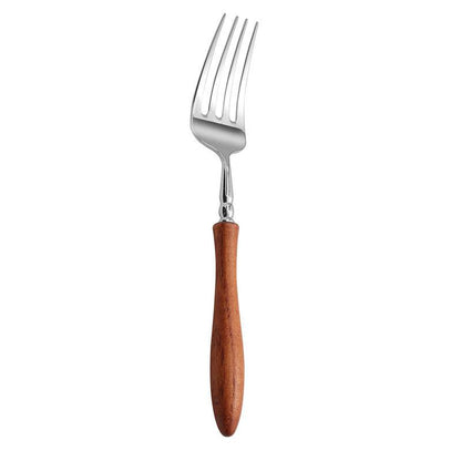 Elegant dinner fork with polished stainless steel and rosewood grip