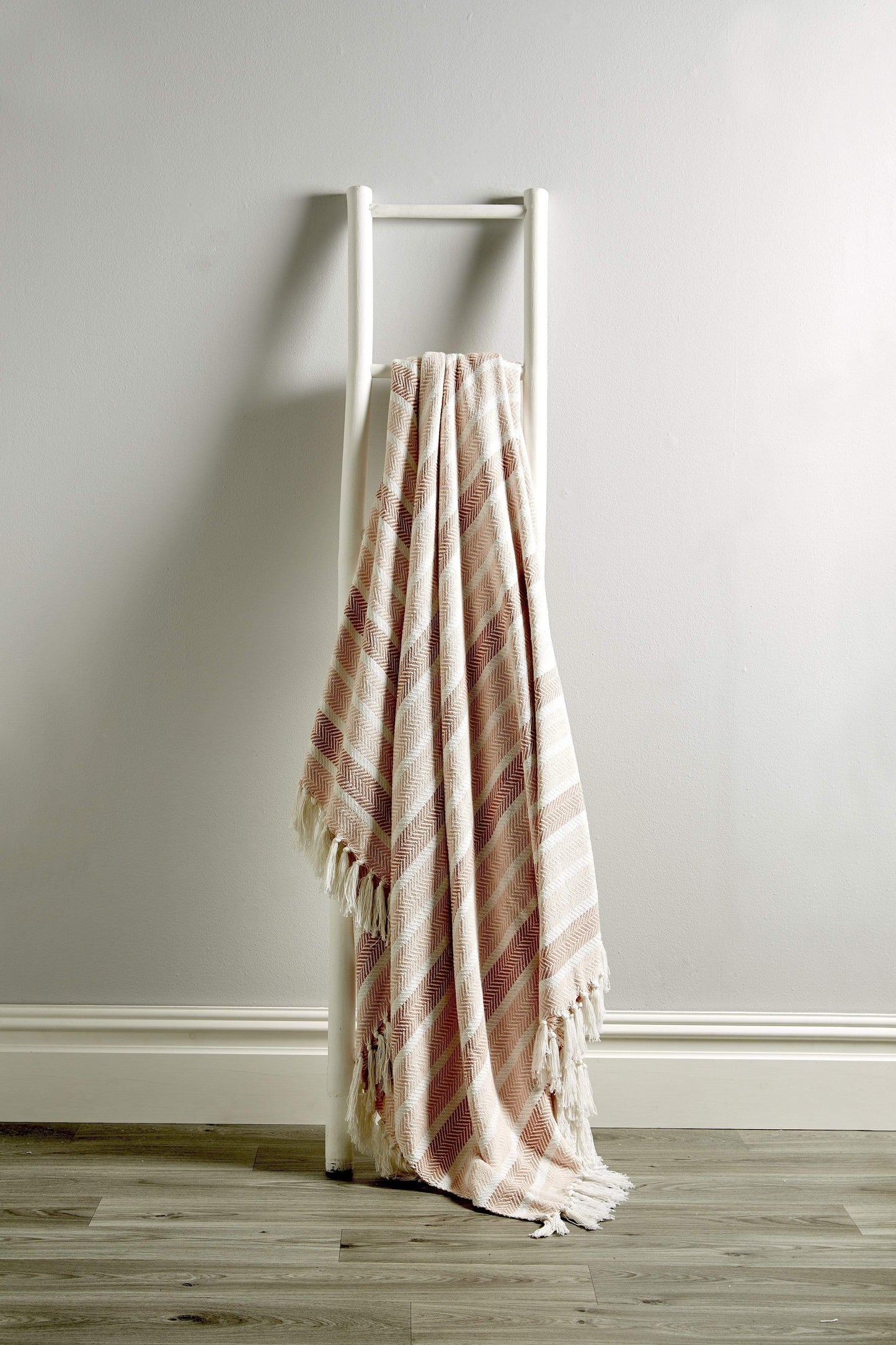 Zara Striped Handwoven Pure Cotton Throw Blanket with Tassells Eco-Friendly Perfect for Sofa Bed and Home Decor Available in Multiple Sizes and Calming Colours by OLIVIA ROCCO