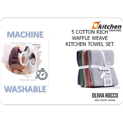 20 Pack Tea Towel Waffle Kitchen Tea Towels Cotton Absorbent Long Lasting Catering Bar Dish Towel Assorted by OLIVIA ROCCO