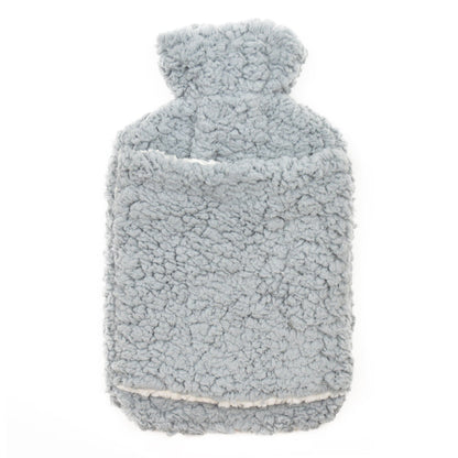 Teddy Fleece Hot Water Bottle with Hand Warmer Pocket Luxurious 2L Natural Rubber for Winter Comfort Natural Rubber UK Safe Tested Ideal Gift for Adults Kids by OLIVIA ROCCO