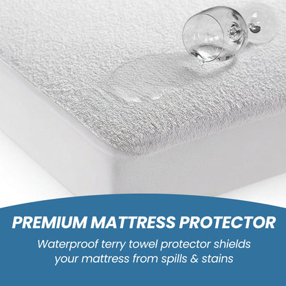 Waterproof Terry Towel Mattress Protector with Deep Skirt Highly Absorbent Noise-Free Comfort Full Bed Size Range OEKO-TEX Certified by OLIVIA ROCCO